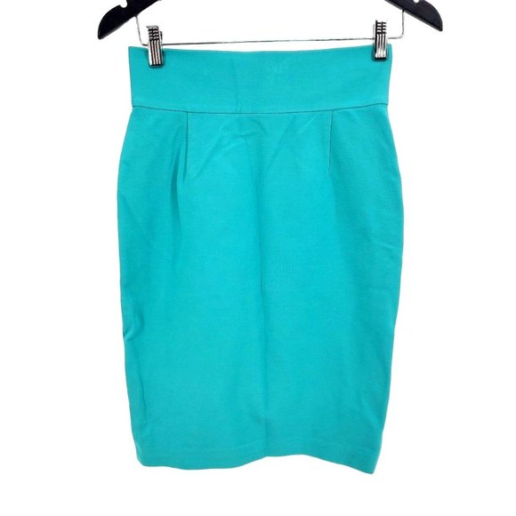 ANTONIO MELANI Pencil Skirt Knee-length Stretchy Soft Fitted Knee-length Teal - Picture 1 of 10